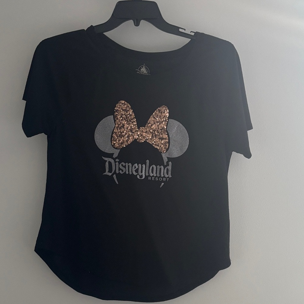 Disney Black T-Shirt with Rose Gold Bow Design